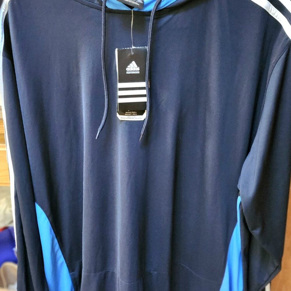 NWT Men Sweatshirt, Athletic Hoody Ad8idas, Basketball SZ XLT 28807 Navy Blue